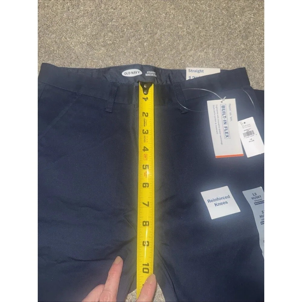 NWT Old Navy Boys Blue Chino Built-In Flex Straight Leg Pants Boys Size 12 Husky